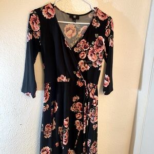 Black flower wrap dress M